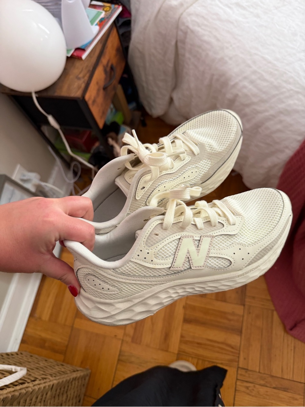 New Balance Women Cream/Off-White Athletic Running Sneakers